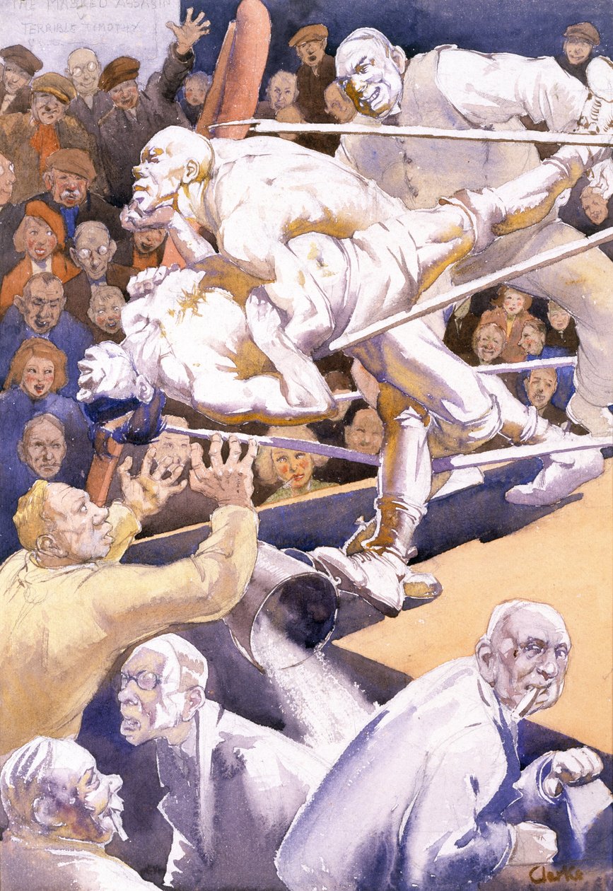 Wrestling Match (wc paperilla) tekijältä Harry Clarke