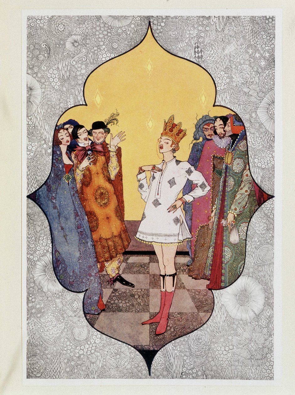 Keisarin uudet vaatteet: "Voi, miten hyvältä ne näyttävät! Kuinka hyvin ne sopivatkaan" - Hans Christian Andersenin "Sadut", kuvittanut Harry Clarke. tekijältä Harry Clarke