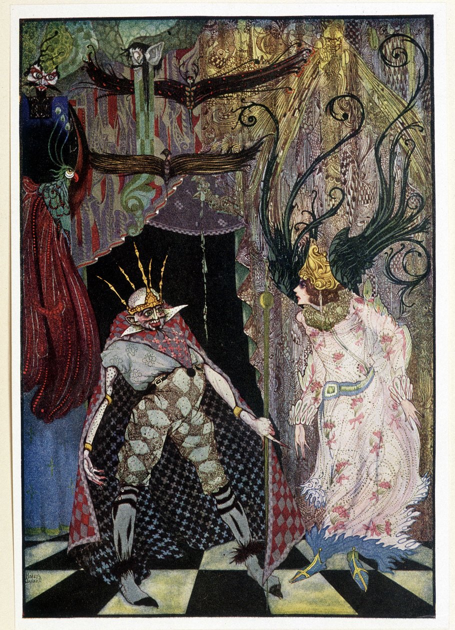 Matkakumppani: ""Leikkaa hänen päänsä"" - Hans Christian Andersenin "" Fairy Tales" -kirjassa, ill. Kirjailija: Harry Clarke tekijältä Harry Clarke