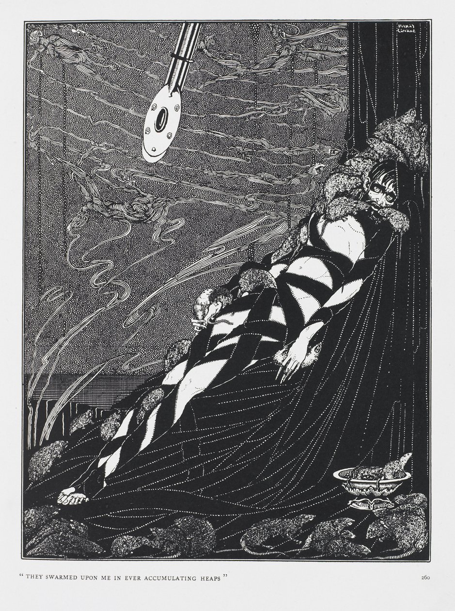 Ne kuhisivat kimppuuni jokaisessa kasassa. Tarinasta Kuoppa ja heiluri. tekijältä Harry Clarke
