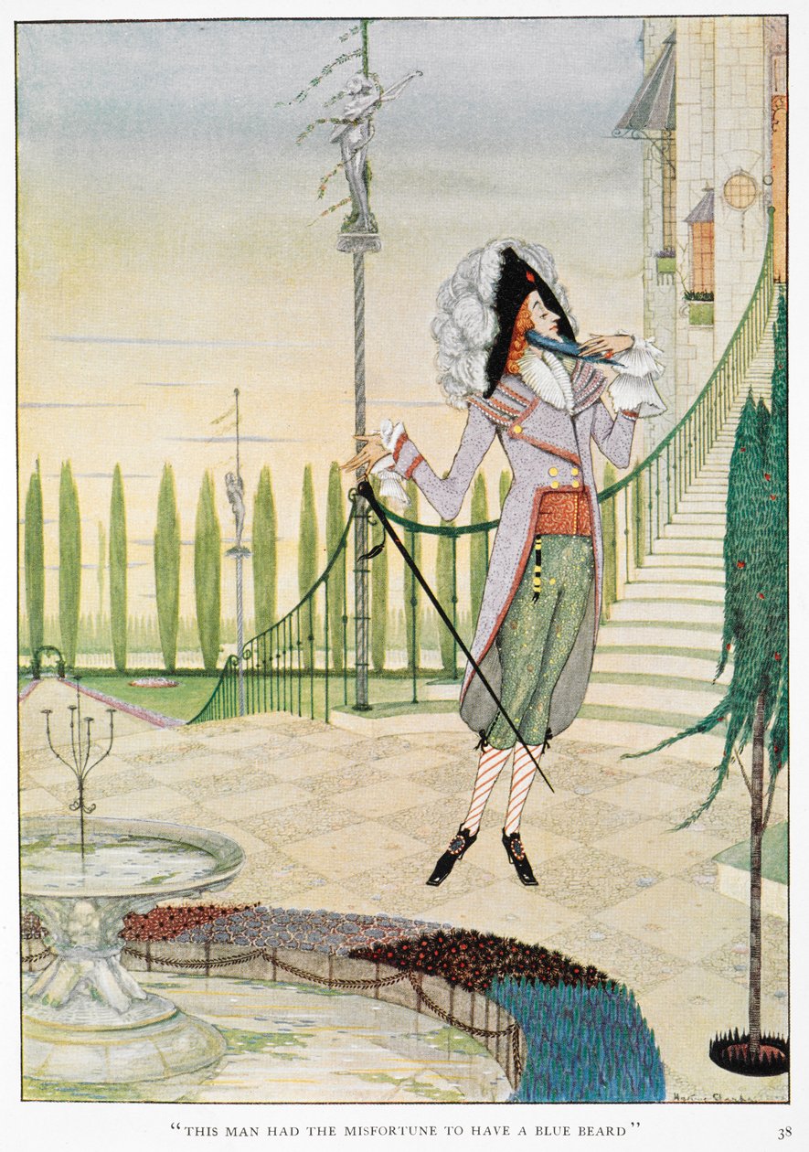 "Tällä miehellä oli epäonnea saada sininen parta." Siniparta silitti partaaan. tekijältä Harry Clarke