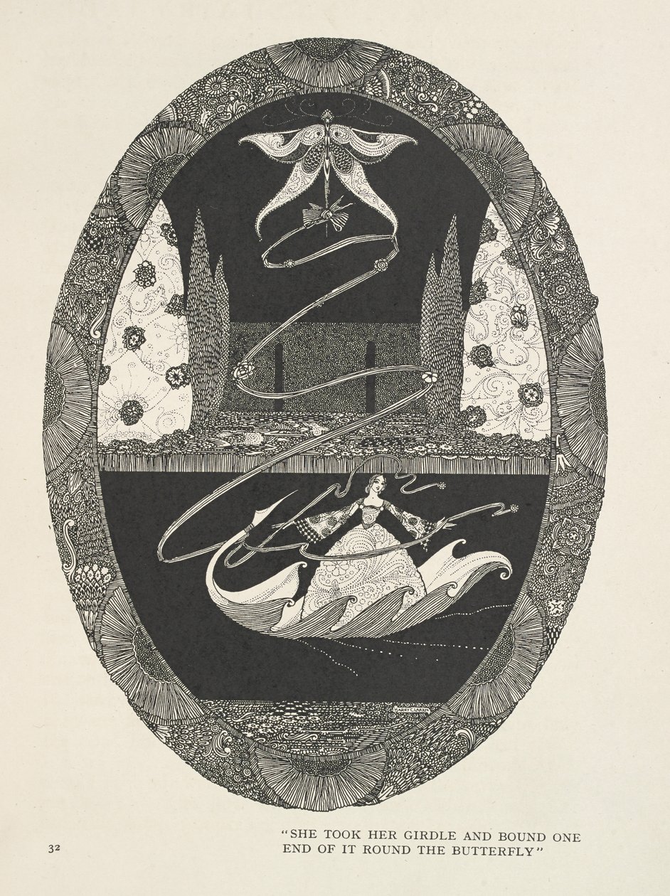 Peukalo Hän otti vyönsä ja kietoi sen toisen pään perhosen ympärille. tekijältä Harry Clarke