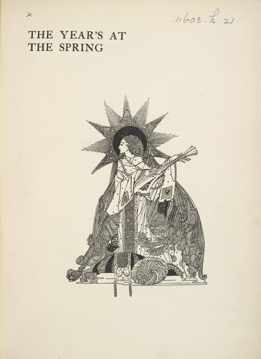 Nimetön kuva. Nainen soittamassa soitinta. tekijältä Harry Clarke