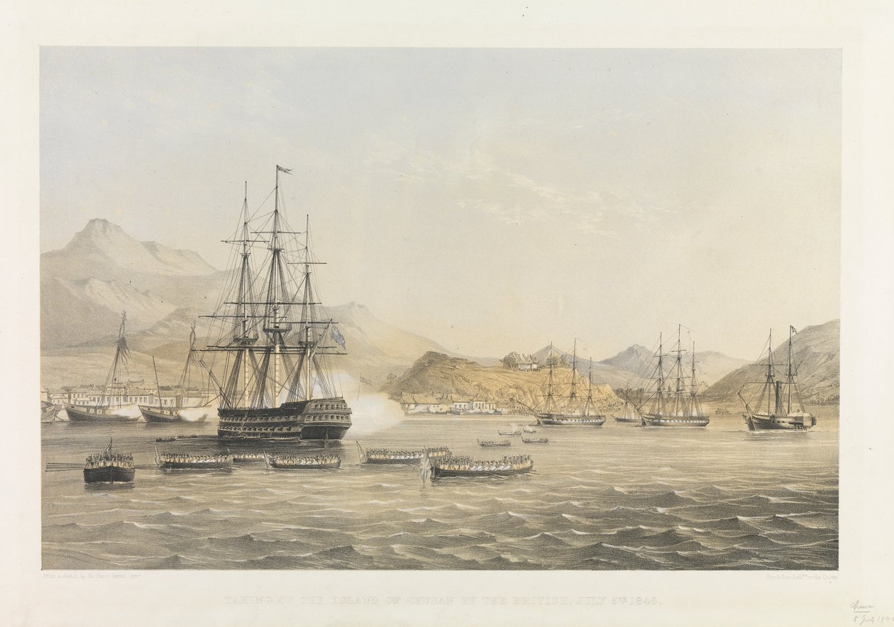Chusanin saaren valtaaminen brittien toimesta 5. heinäkuuta 1840 tekijältä Harry Francis Darell