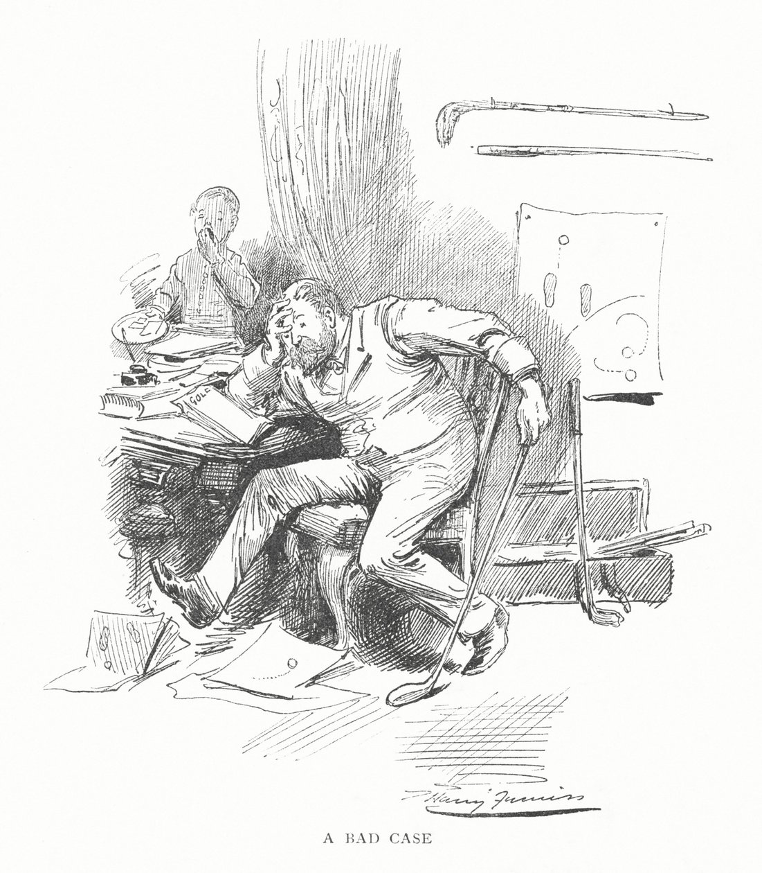 Golf: huono tapaus (litho) tekijältä Harry Furniss