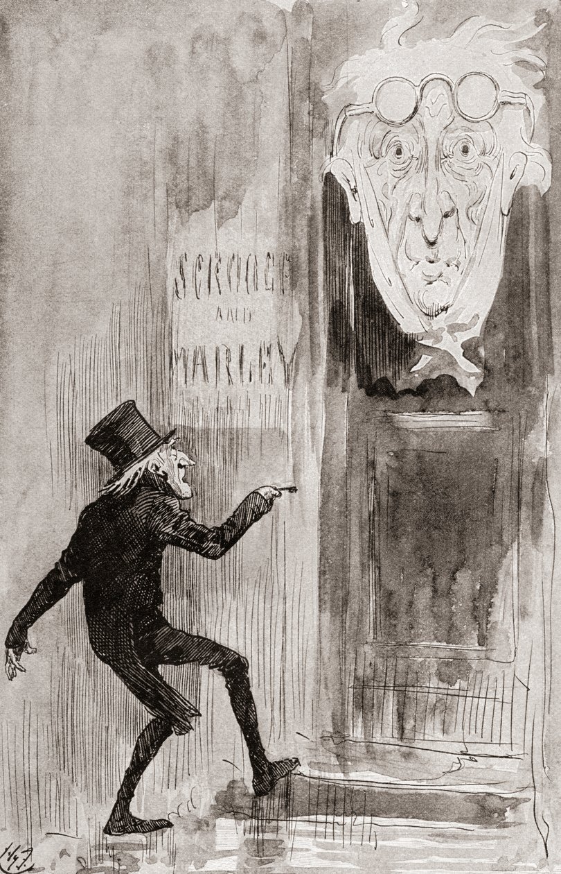 Kuvitus joululaululle Charles Dickensin joulukirjoista tekijältä Harry Furniss