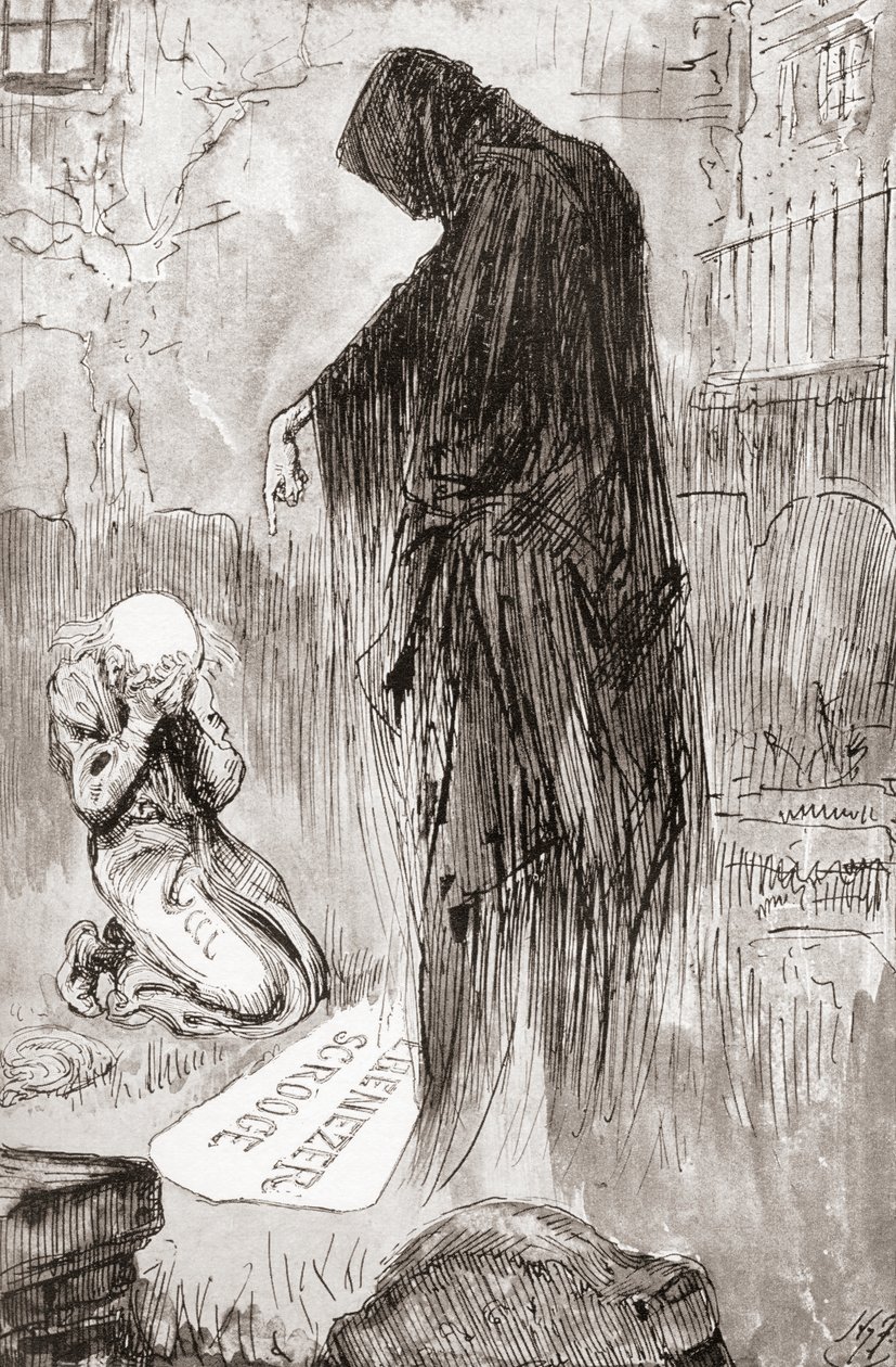 Kuvitus joululaululle Charles Dickensin joulukirjoista tekijältä Harry Furniss
