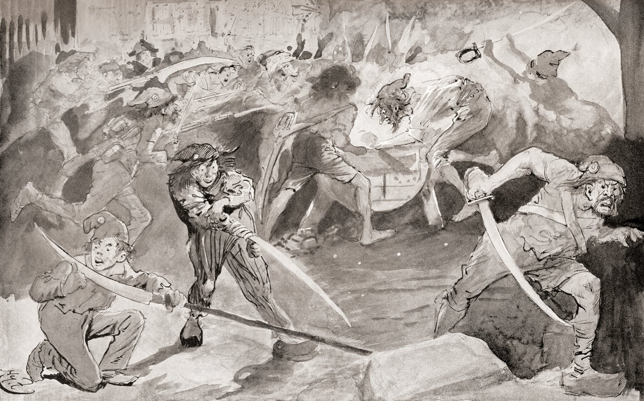 Kuvitus Charles Dickensin romaaniin Tarina kahdesta kaupungista tekijältä Harry Furniss