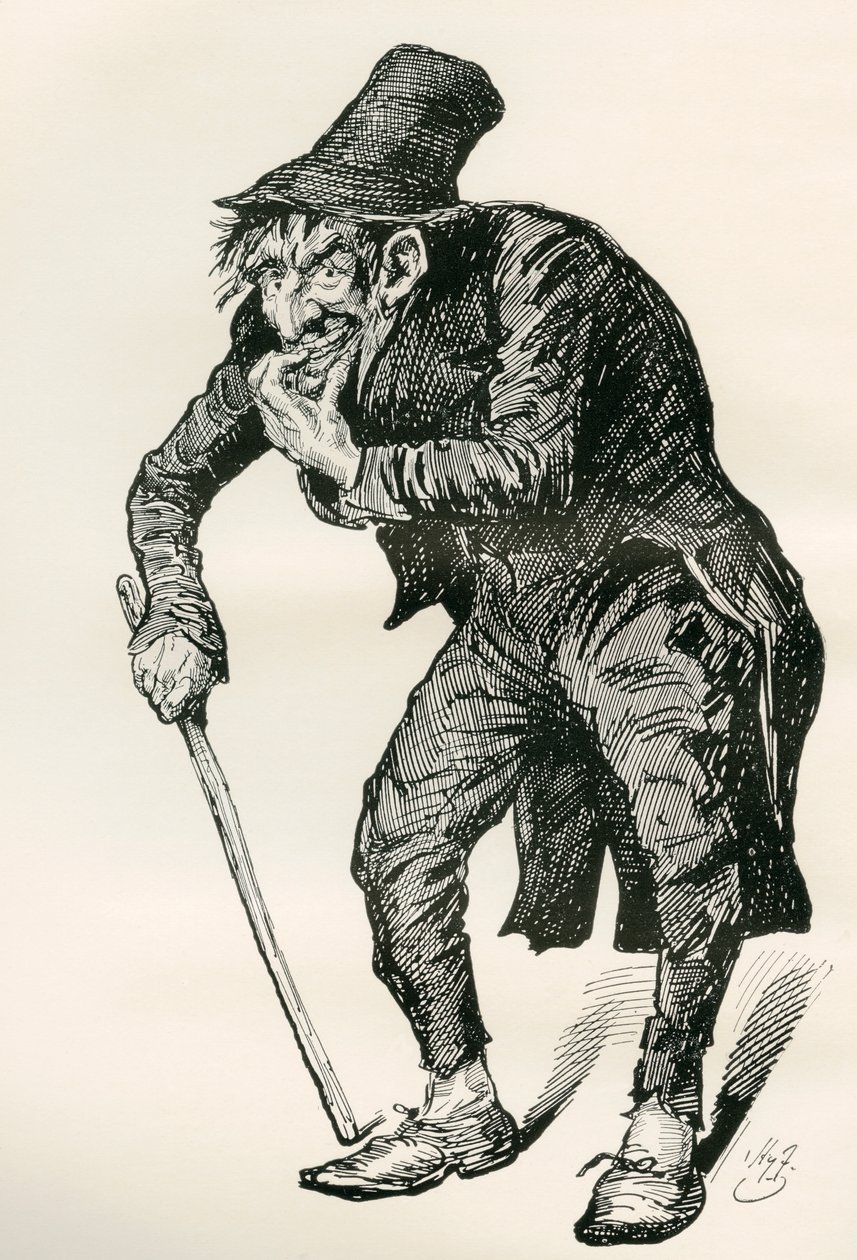 Kuvitus Charles Dickensin The Old Curiosity Shopista tekijältä Harry Furniss