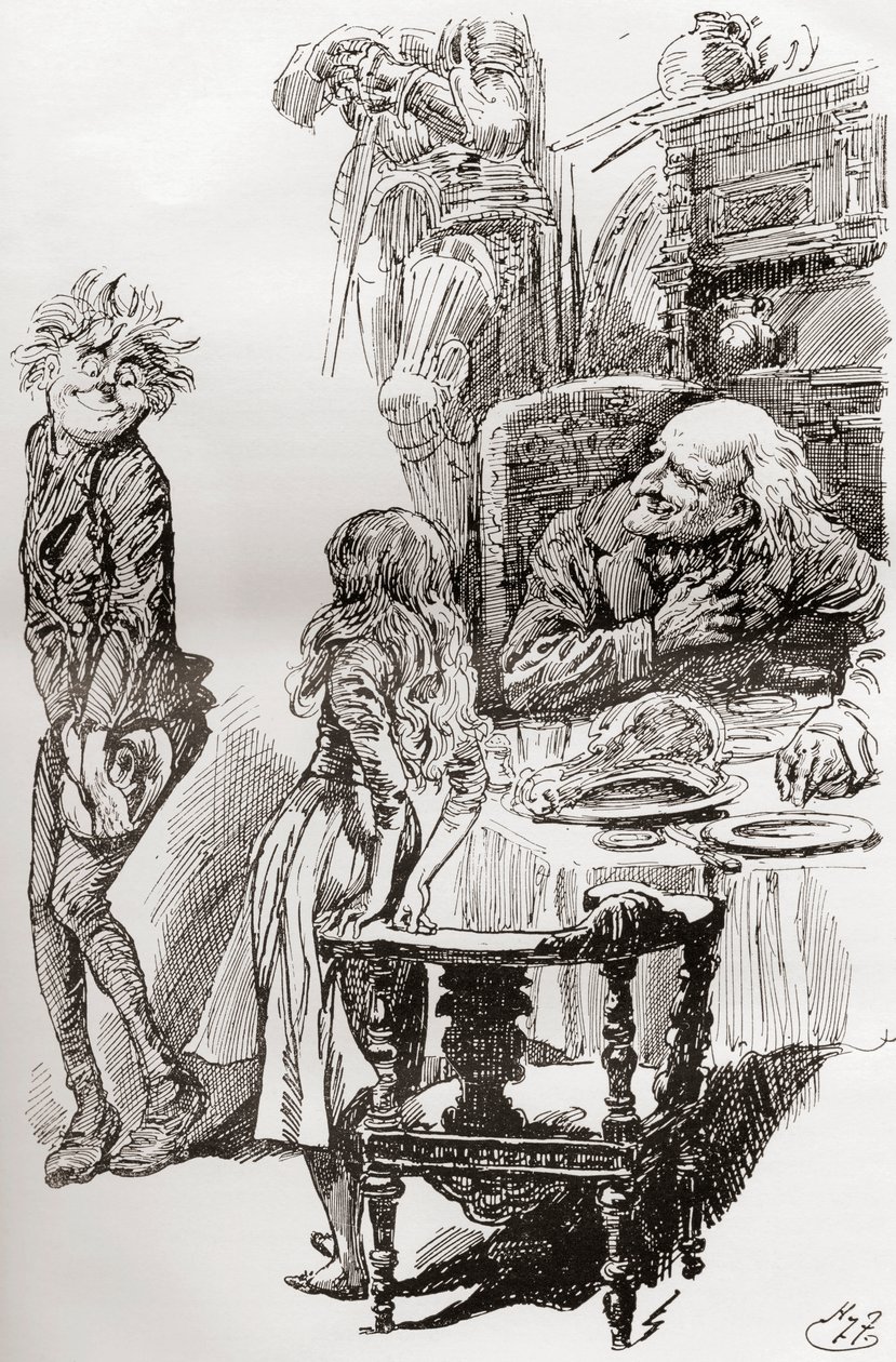 Kuvitus Charles Dickensin The Old Curiosity Shopista tekijältä Harry Furniss