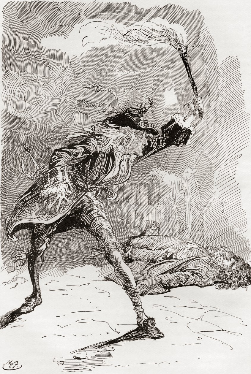 Kuvitus Charles Dickensin romaanille Barnaby Rudge tekijältä Harry Furniss