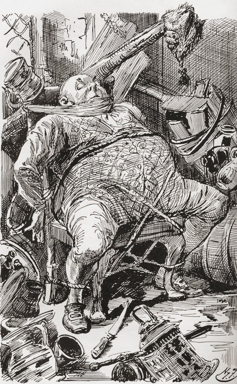 Ilustração para o romance de Charles Dickens, Barnaby Rudgefinnish tekijältä Harry Furniss