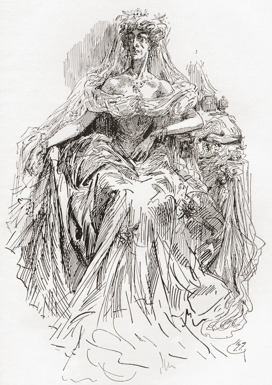 Neiti Havisham (kaiverrus) tekijältä Harry Furniss