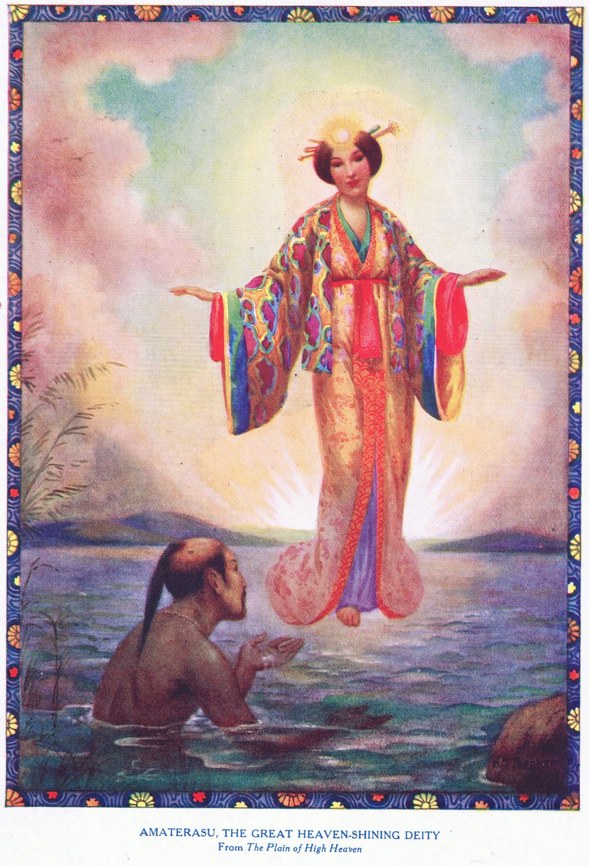 Amaterasu, suuri taivaan loistava jumaluus (Korkean taivaan tasangolta) (litografia) tekijältä Harry George Theaker