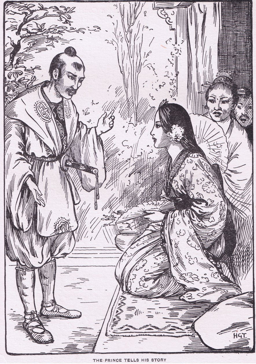 Prinssi kertoo tarinansa (elokuvasta Kuun tytär) (litografia) tekijältä Harry George Theaker