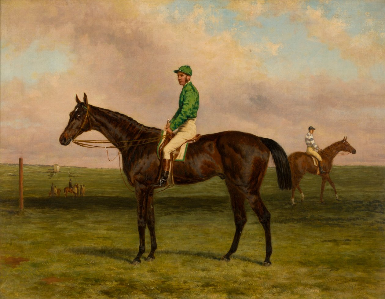 Galopin ja Jockey Up, n. 1875 (öljy kankaalle) tekijältä Harry Hall