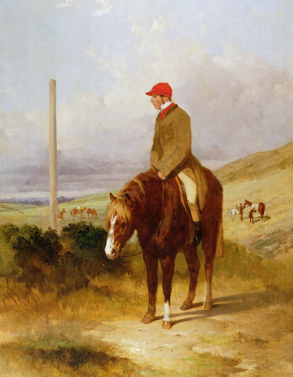 Nat Flatman (1810-60) ponillaan ennen vuoden 1844 Chesterfield Stakesin lähtöä, 1844. tekijältä Harry Hall