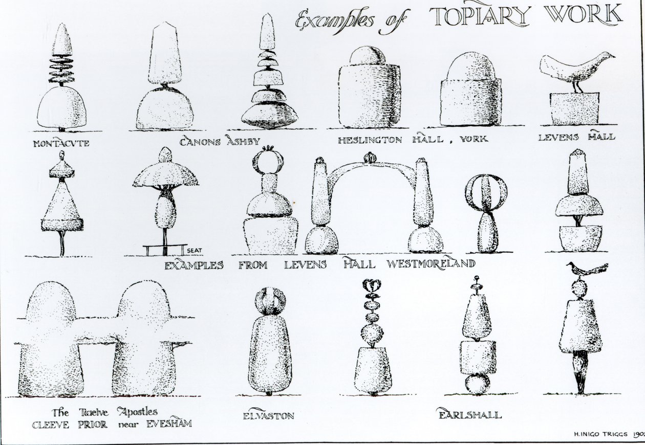 Esimerkkejä topiary-työstä, 1902 tekijältä Harry Inigo Triggs
