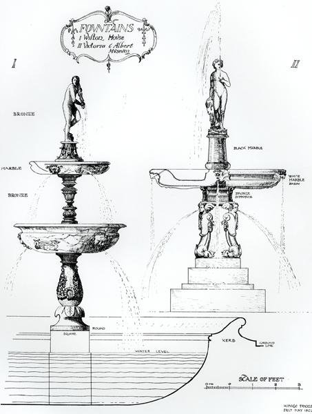 Fountains, Wilton House, Wiltshire ja Victoria and Albert Museum, Lontoo tekijältä Harry Inigo Triggs