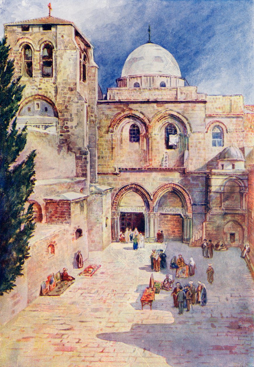 Pyhän haudan kirkko, Jerusalem, Palestiina, n. 1910, Richard Penlaken julkaisemasta A Book of Modern Palestine -kirjasta, n. 1910. tekijältä Harry Morley