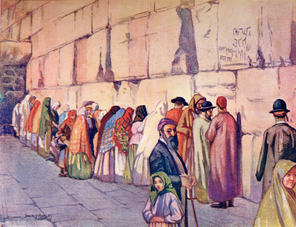 Itkumuuri, Jerusalem, Palestiina, n. 1910, Richard Penlaken julkaisemasta A Book of Modern Palestine, n. 1910. tekijältä Harry Morley