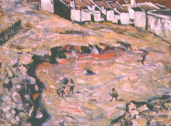 Krikettiottelu (öljy kovalle laudalle) tekijältä Harry Stratford Caldecott