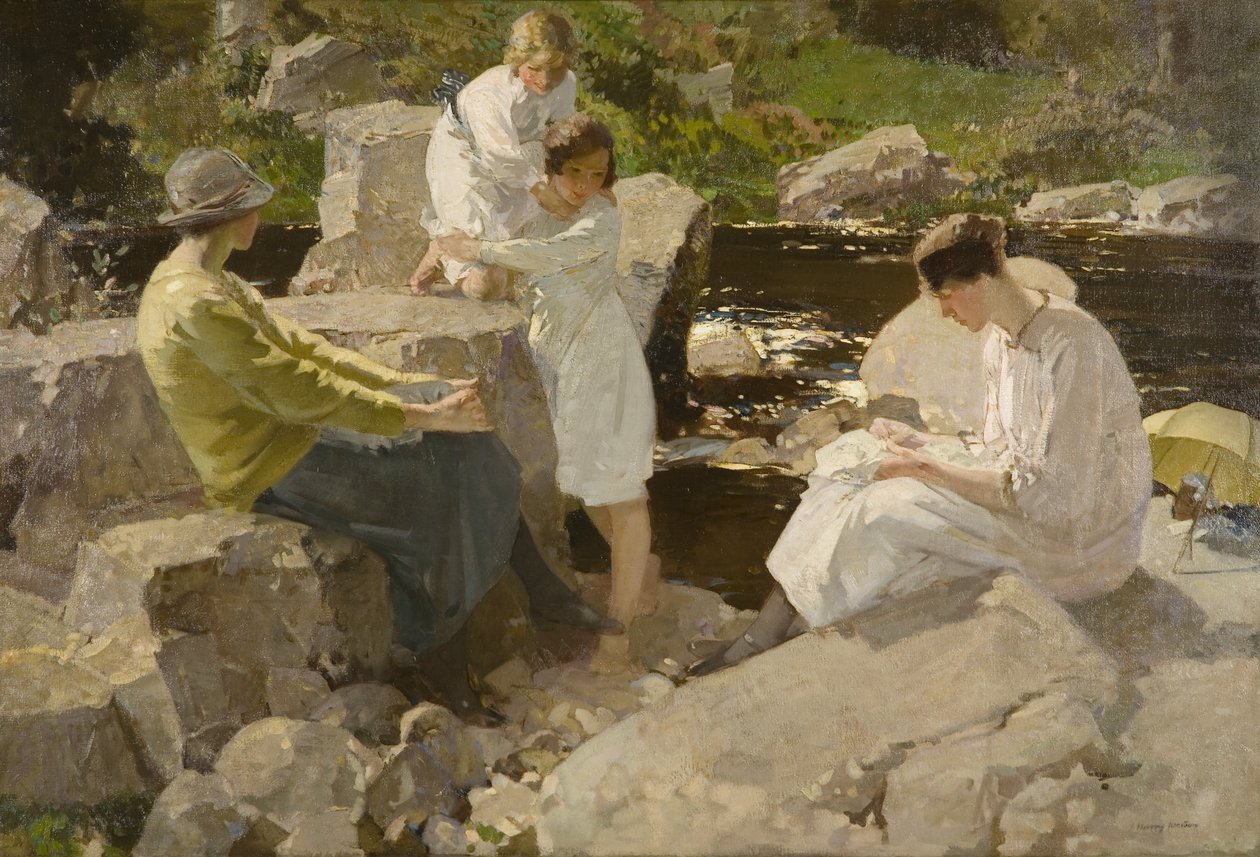 Lomat, n. 1920 (öljy kankaalle) tekijältä Harry Watson