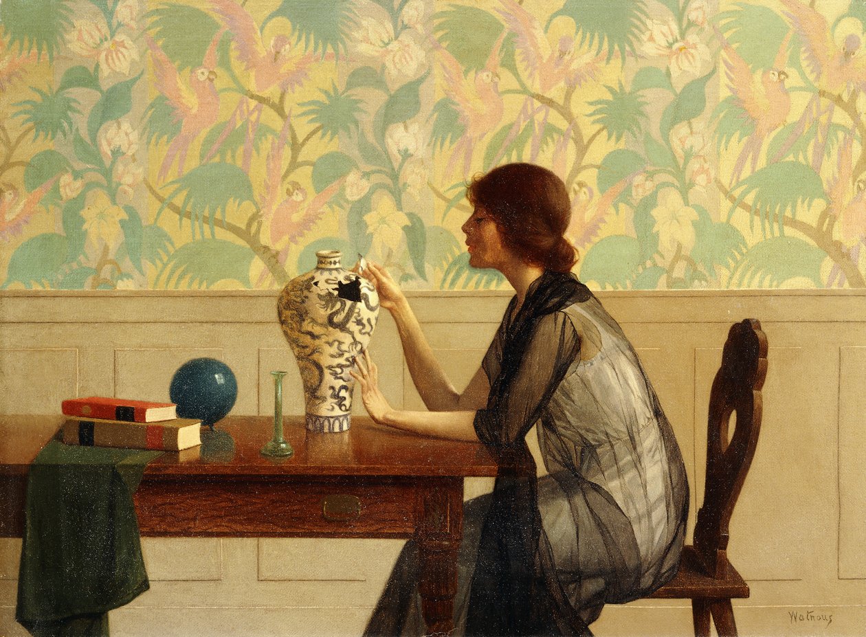 The Broken Vase (öljy kankaalle) tekijältä Harry Wilson Watrous
