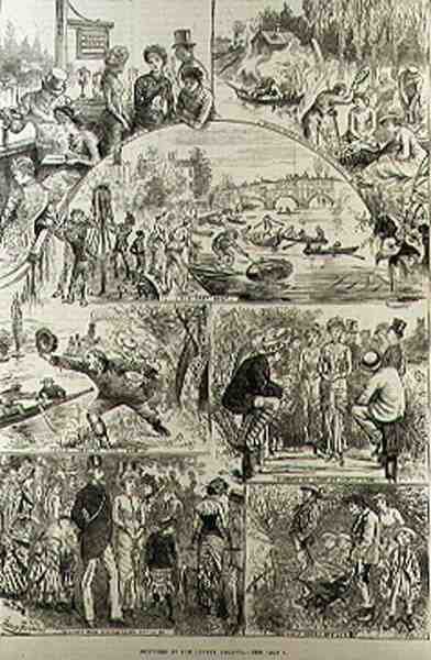 Luonnokset Henley Regattassa, The Illustrated London News, 7. helmikuuta 1881 tekijältä Harry after Furniss