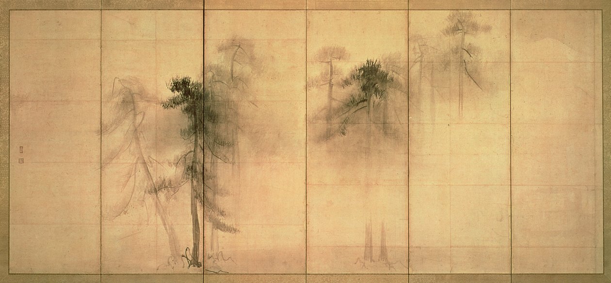 Mäntymetsä (muste paperille) tekijältä Hasegawa Tohaku