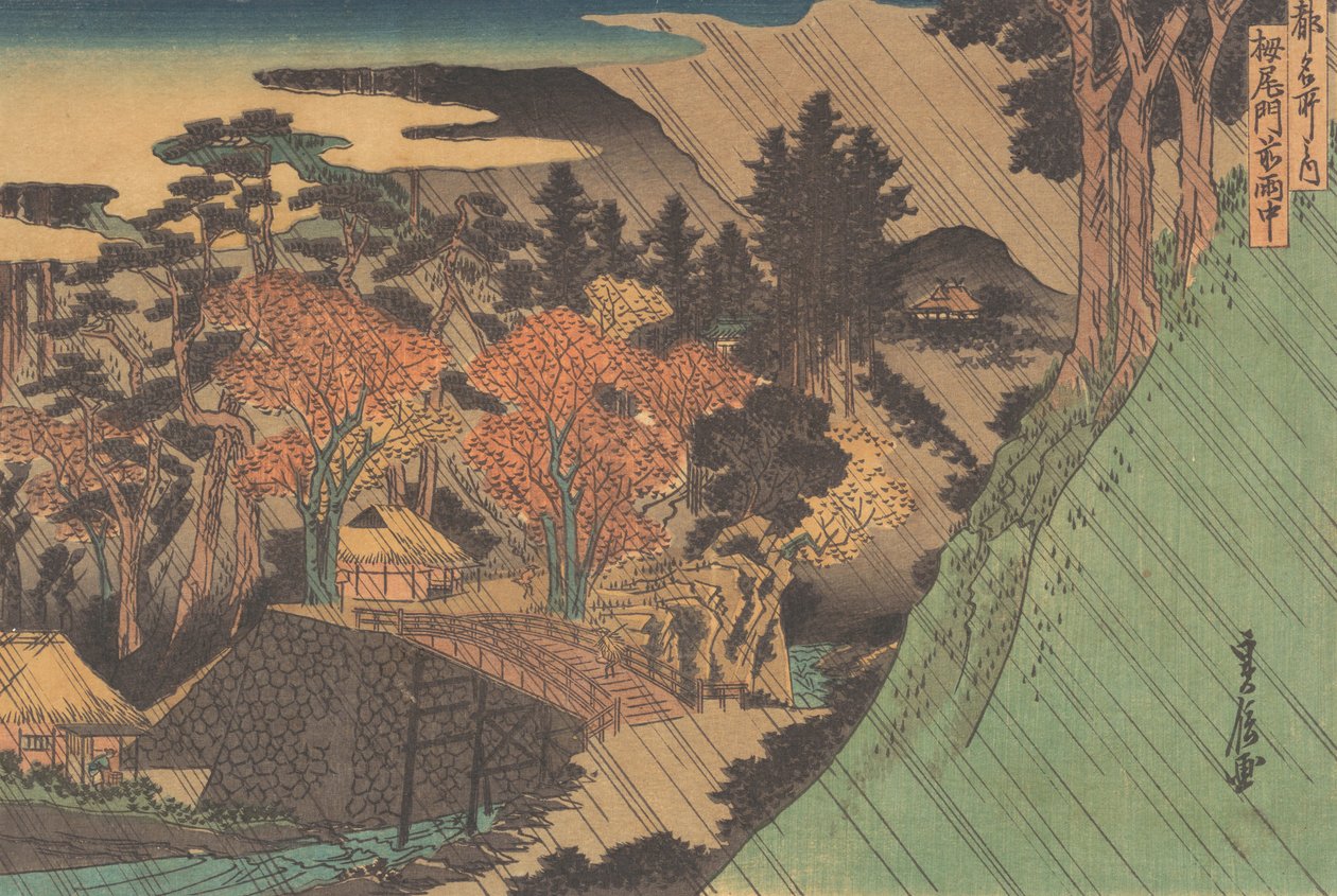 Sade Toganon portilla, 1800-luvun puoliväli. tekijältä Hasegawa Sadanobu