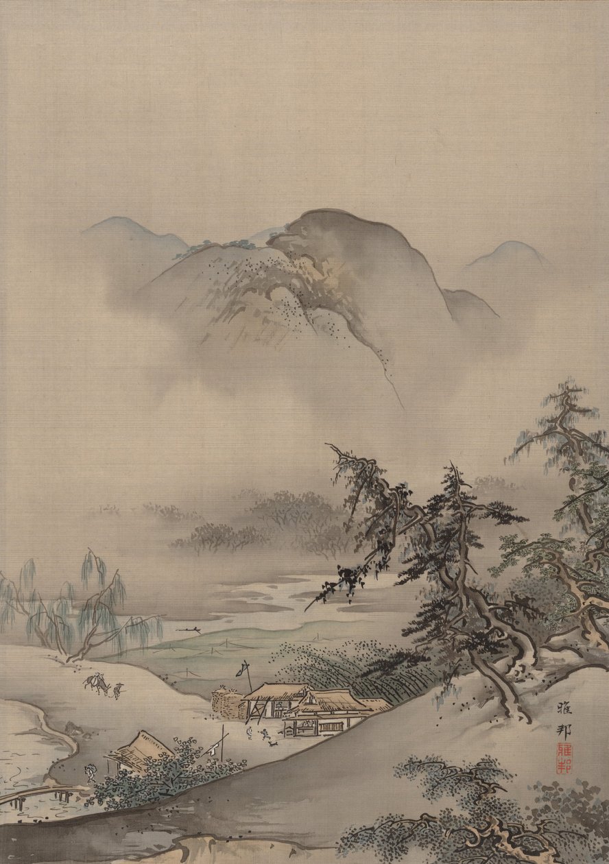 Maisema, n. 1885-89. tekijältä Hashimoto Gaho