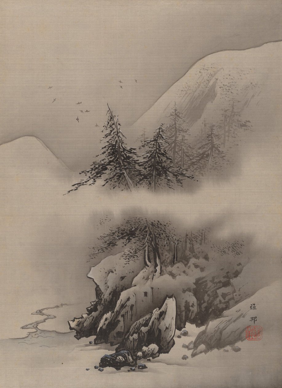 Lumimaisema, n. 1885-89. tekijältä Hashimoto Gaho