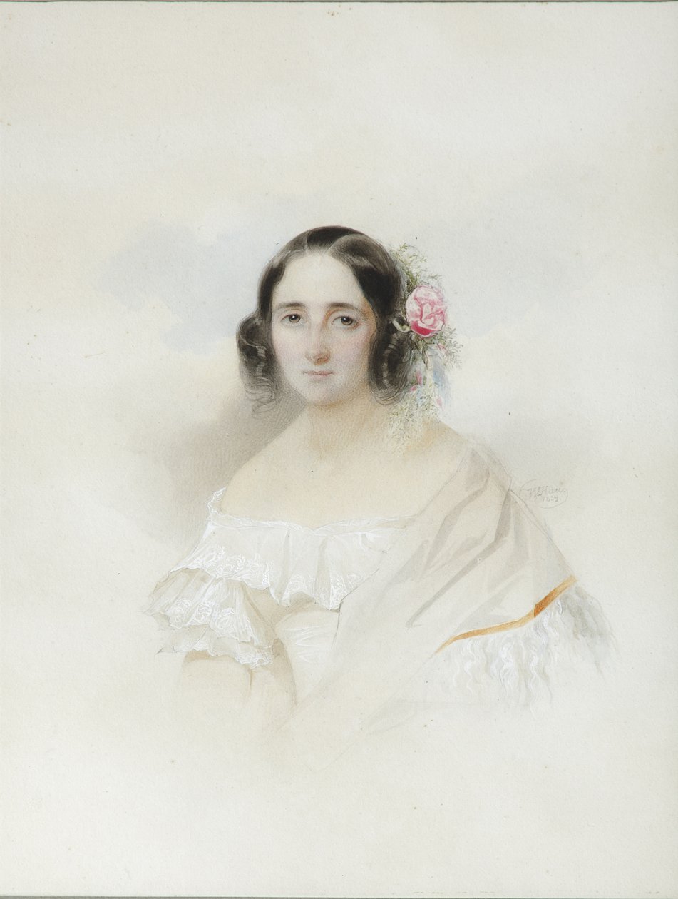 Muotokuva Anna Aleksejevna Oleninasta 1808-1888, 1839 tekijältä Hau