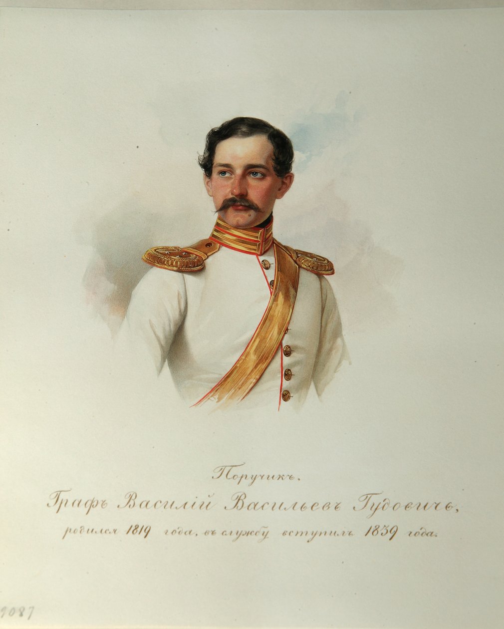 Muotokuva kreivi Vasili Vasilyevich Gudovich 1819-1886 Imperiumin hevosvartijoiden albumista, 1846-1849 tekijältä Hau