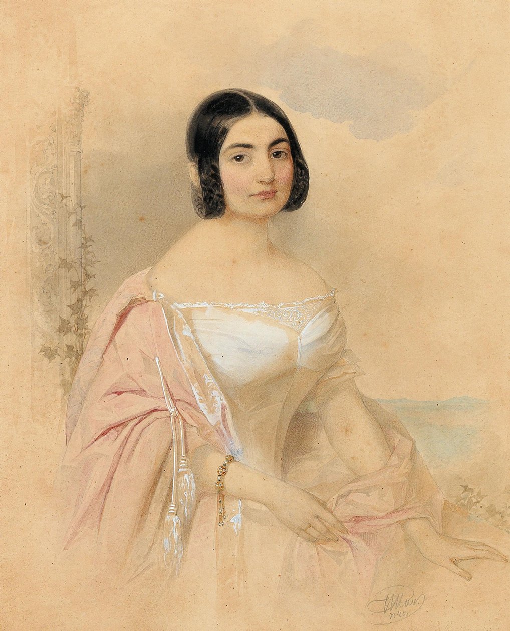 Muotokuva kreivitär Marie von Tattenbachista, os. von Lion, 1840. tekijältä Hau