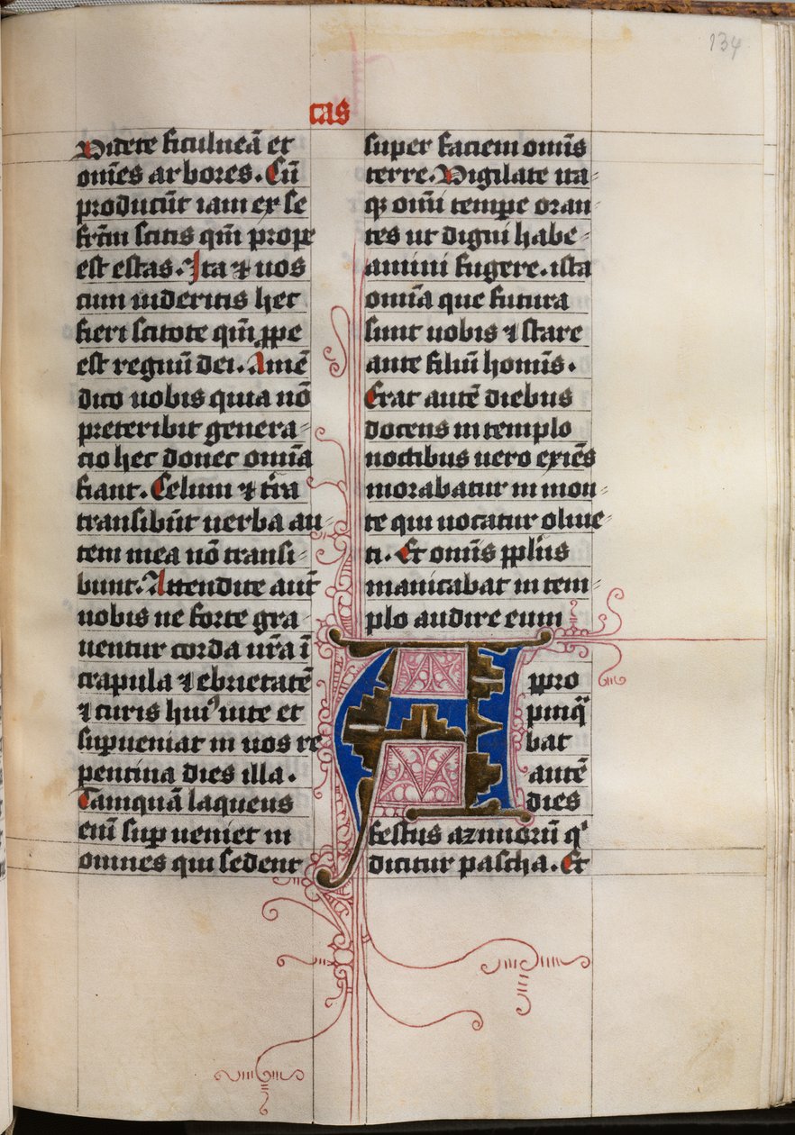 Evankeliumikirja evankelistamuotokuvilla: koristeltu alkukirjain, n. 1480. tekijältä Hausbuch Master