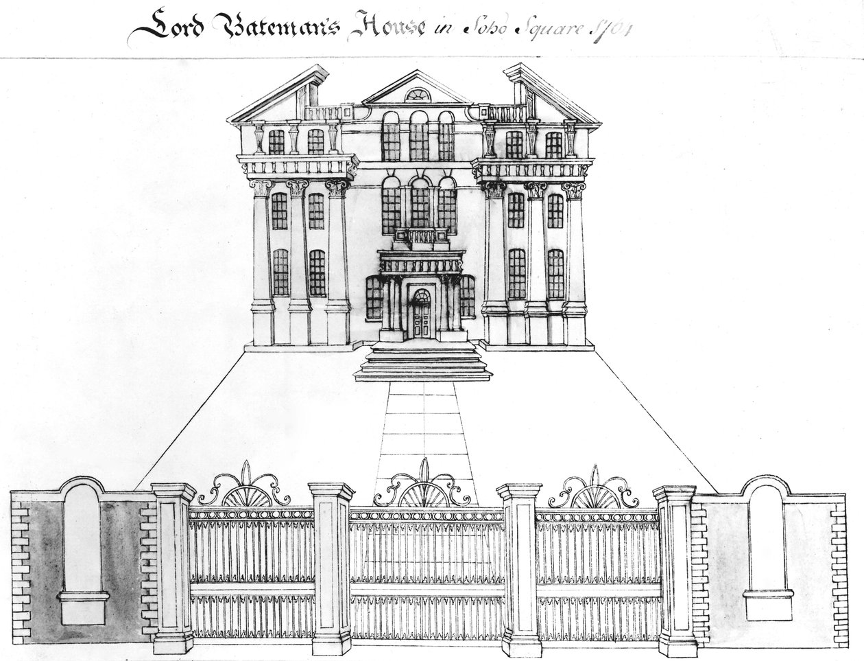 Lord Batemanin talo Soho Squarella, 1764 tekijältä Haynes King