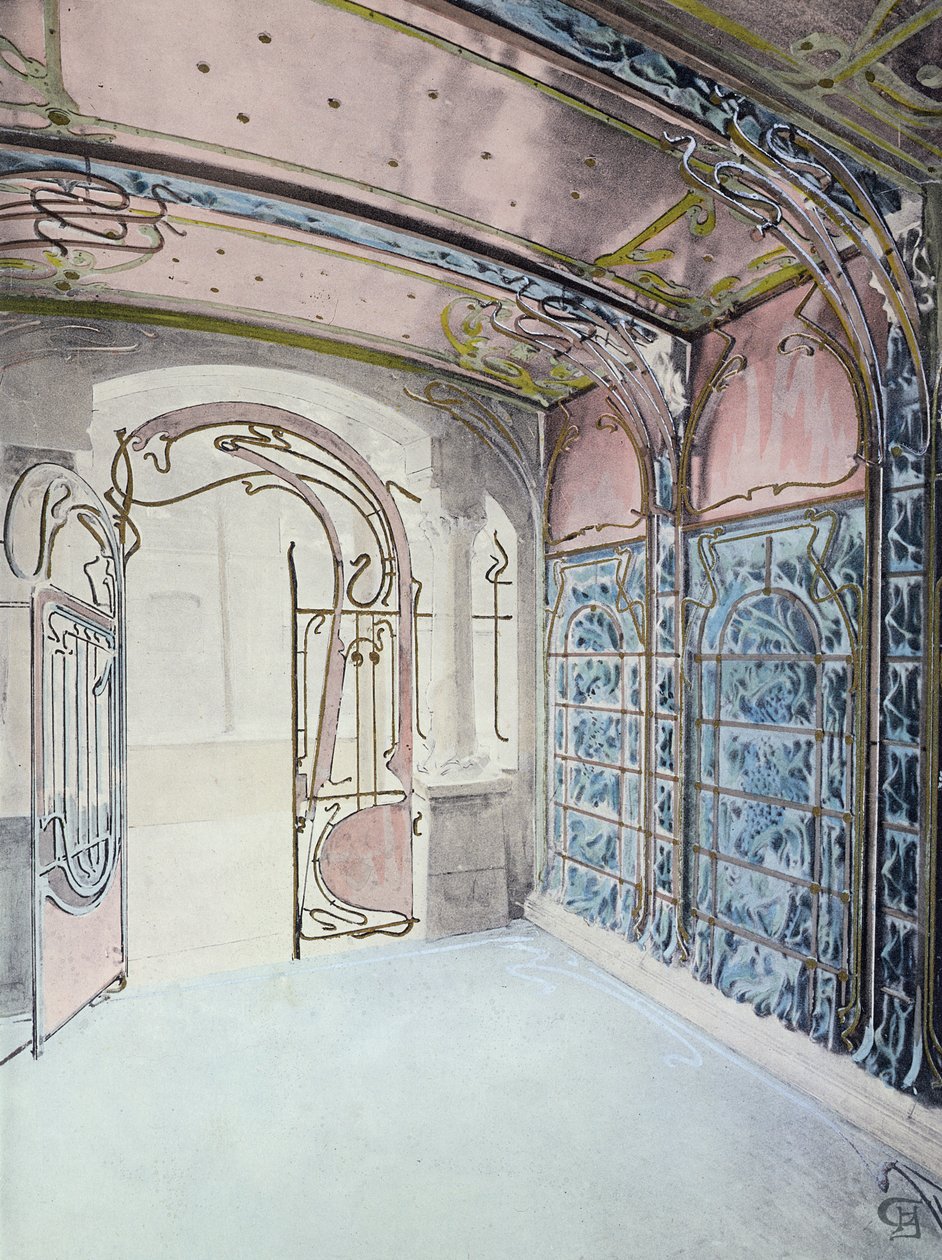 "Castel-Berangerin" eteinen, kuvitus Hector Guimardin (1867-1942) kirjasta tekijältä Hector Guimard