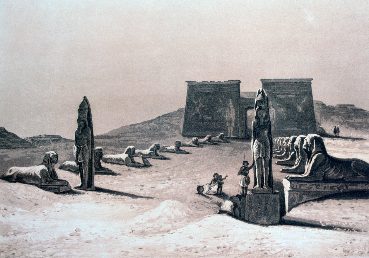 Assebouan temppeli, Nubia, Egypti, 1800-luku tekijältä Hector Horeau