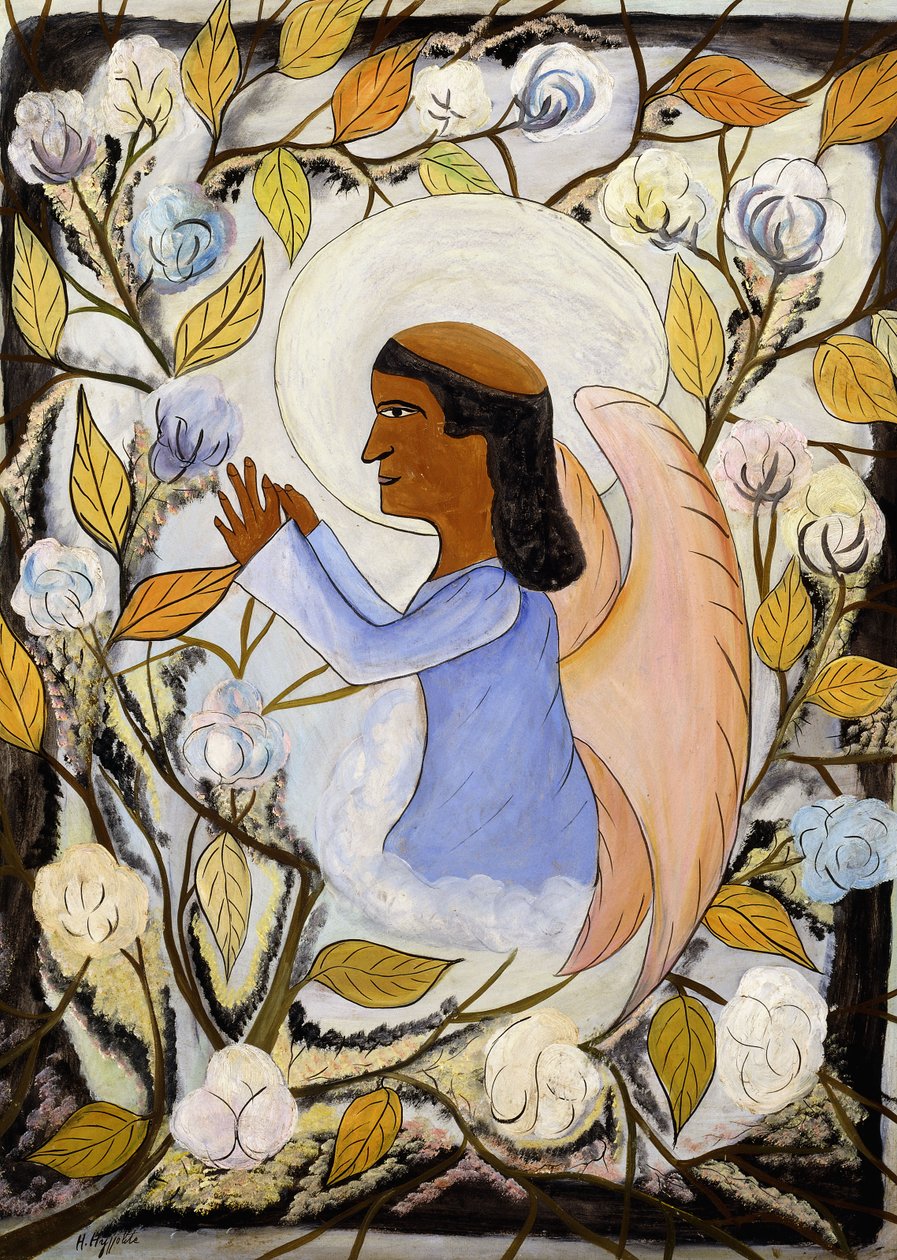Enkeli Pyhä Franciscus rukouksessa; Ange St. Francis en Priere, n. 1947-48 (öljy masoniittiin) tekijältä Hector Hyppolite