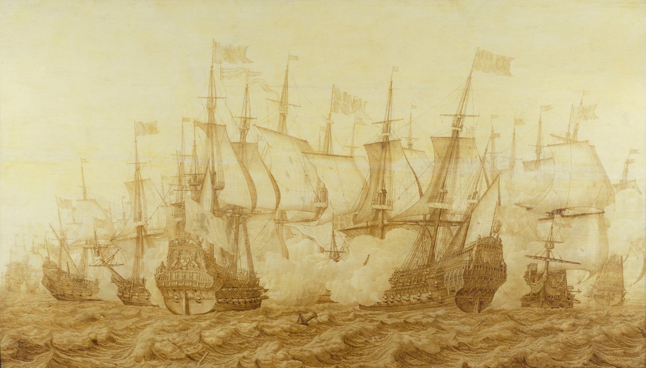 Gabbardin taistelu, 2. kesäkuuta 1653, noin 1653 (grisailleaulu paneelille). tekijältä Heerman Witmont