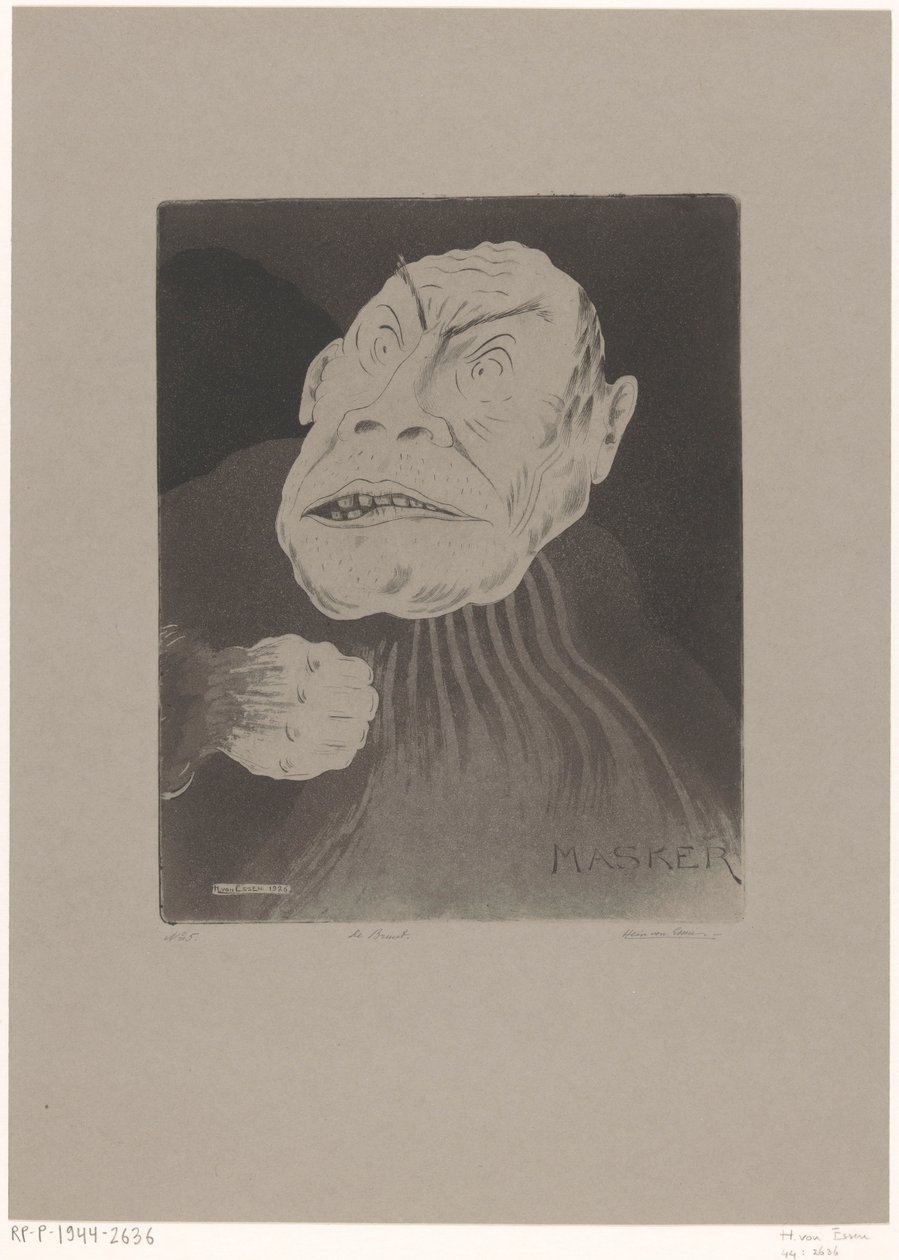 De bruut (alkuperäinen nimi esineessä) Masker (alkuperäinen sarjan nimi esineessä) tekijältä Hein von Essen (signed by artist)