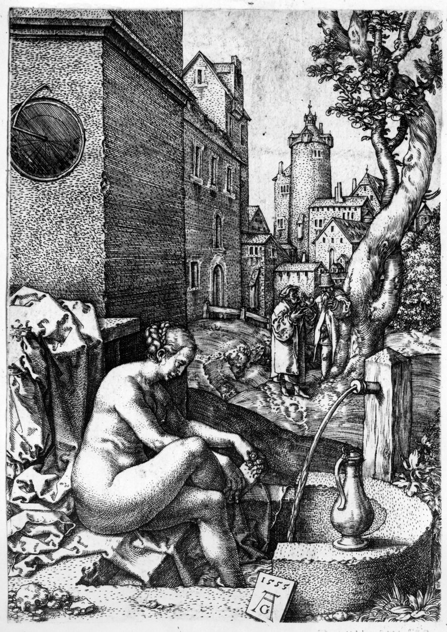 Susanna ja vanhimmat, 1555 tekijältä Heinrich Aldegrever