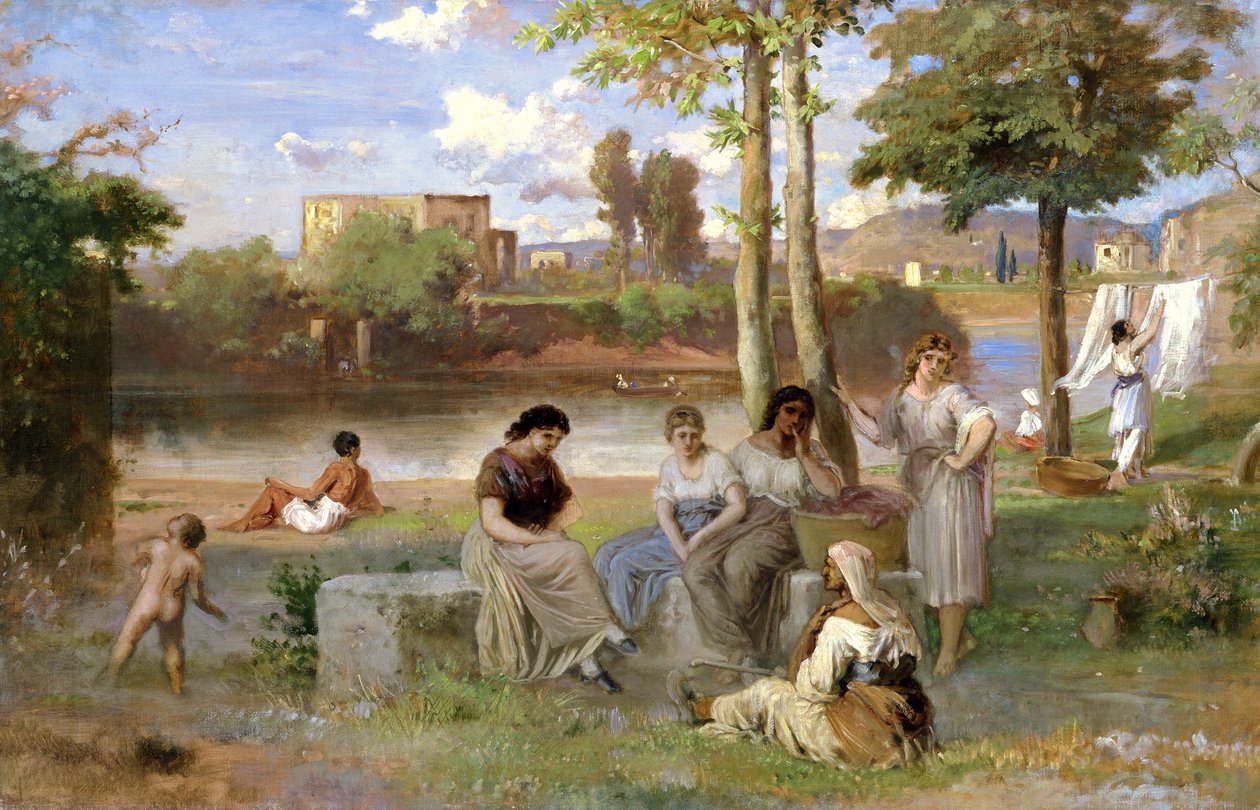 Pesu Tiberillä, 1864 tekijältä Heinrich Dreber