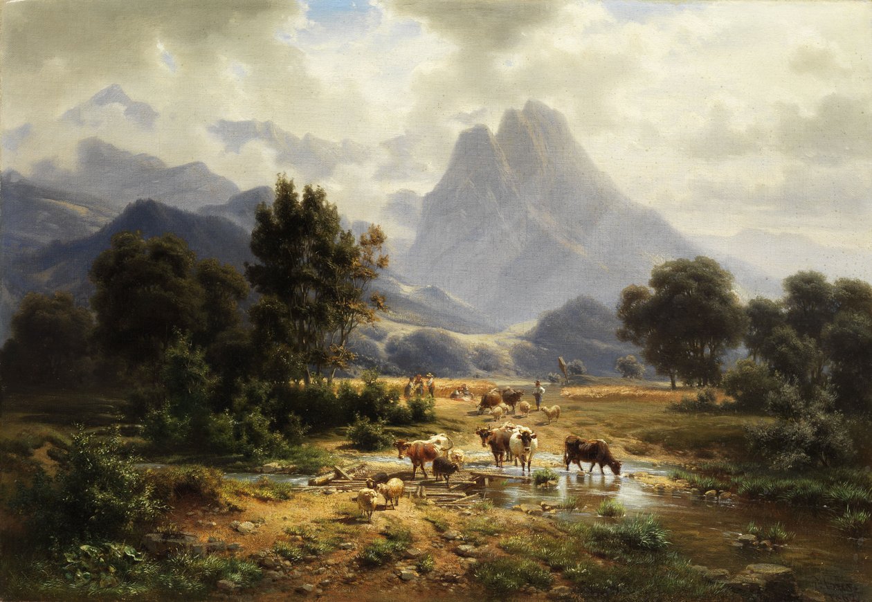 Gebirgslandschaft tekijältä Heinrich Hofer