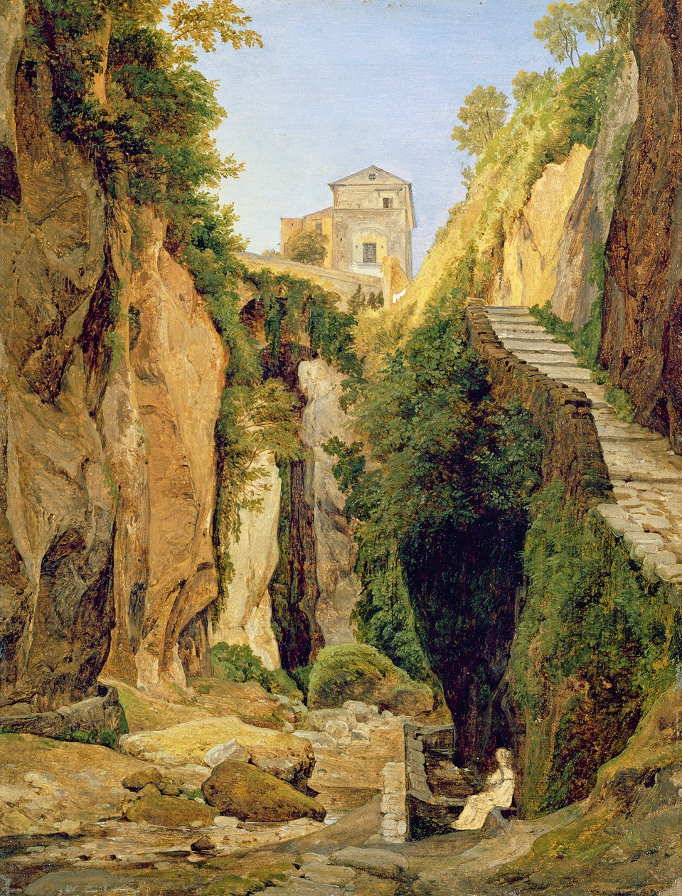 Ravine at Sorrento, 1823 (öljy paperille kankaalle) tekijältä Heinrich Reinhold