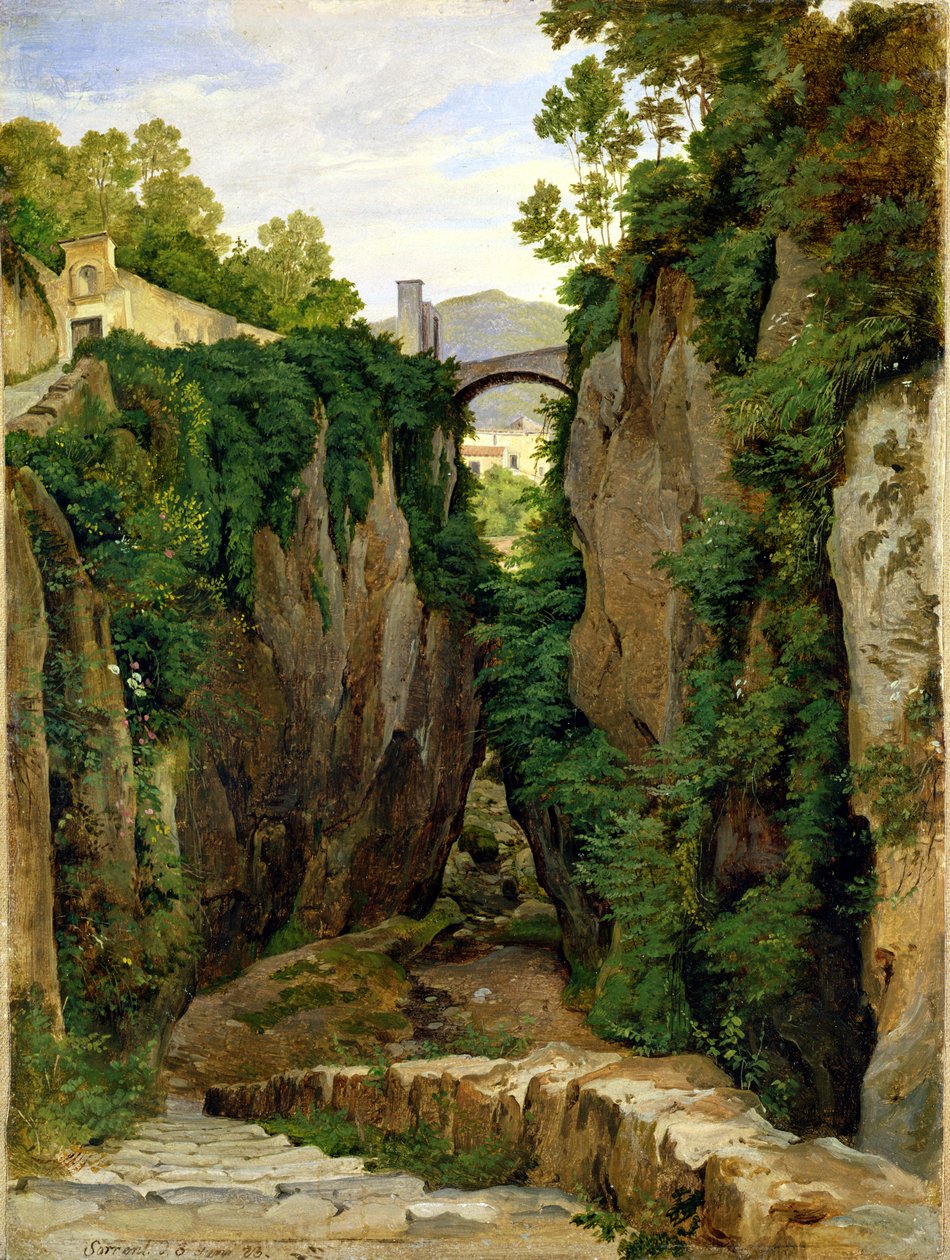 Rocky Ravine Sorrentossa, 1823 (öljy paperille kankaalle) tekijältä Heinrich Reinhold
