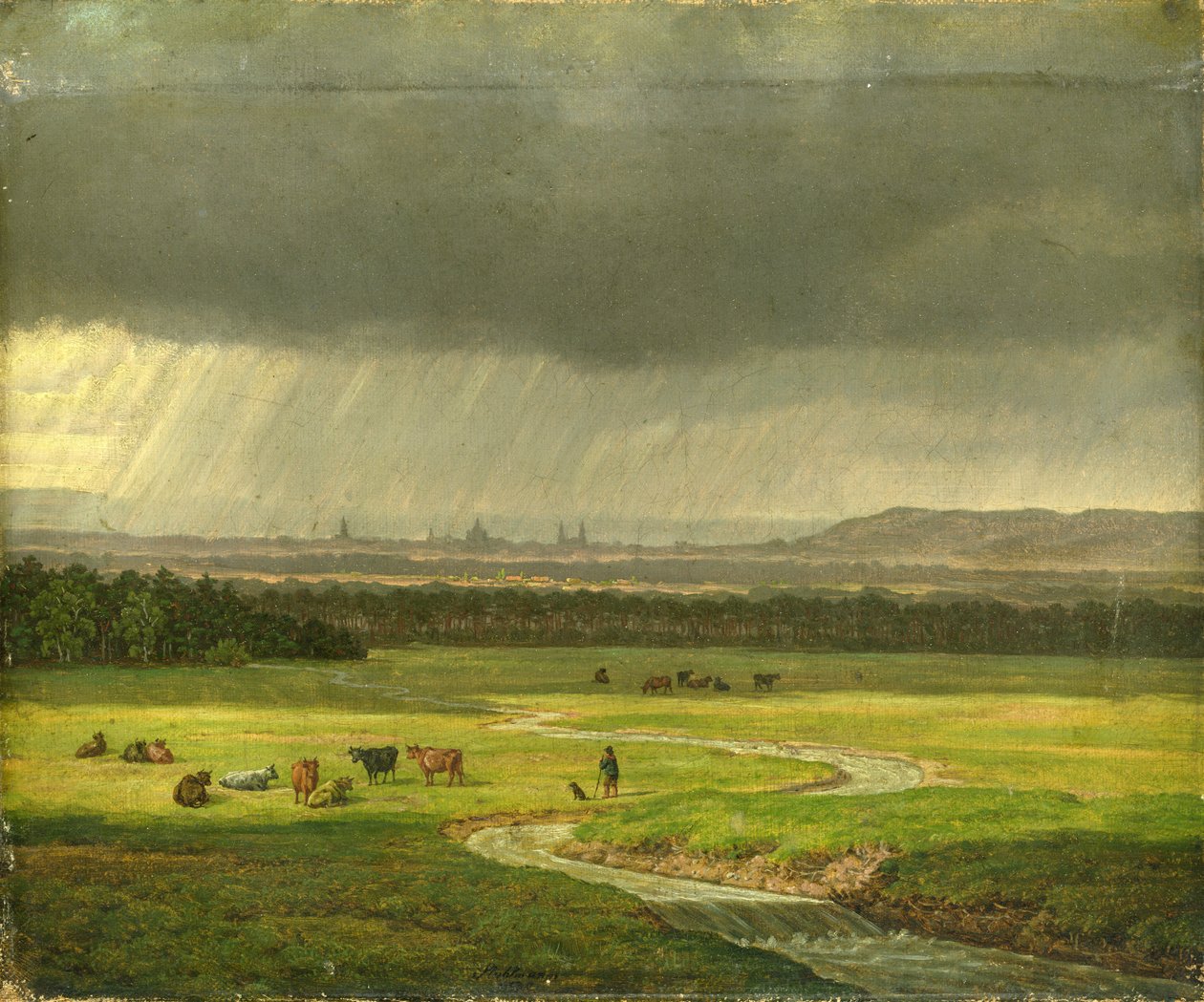 Maisema Dresdenin kanssa kaukana, 1830 tekijältä Heinrich Stuhlmann