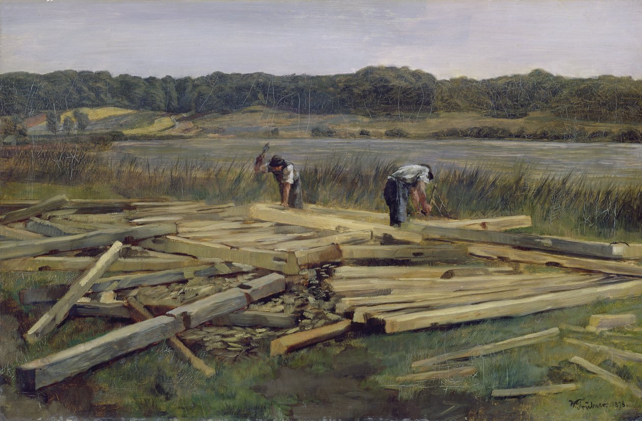 Rakennuspaikka Wesslingerseessä, 1876 tekijältä Heinrich Wilhelm Truebner